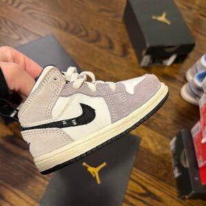 Nike Jordan 1 Mid Kids High-Top Sneakers - Black and Cream